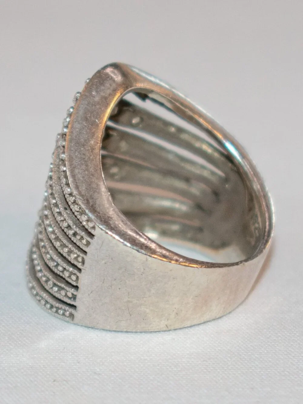 Banana Republic Sterling Silver 925 Cubic Zirconia Wave Style Pave Bands Ring